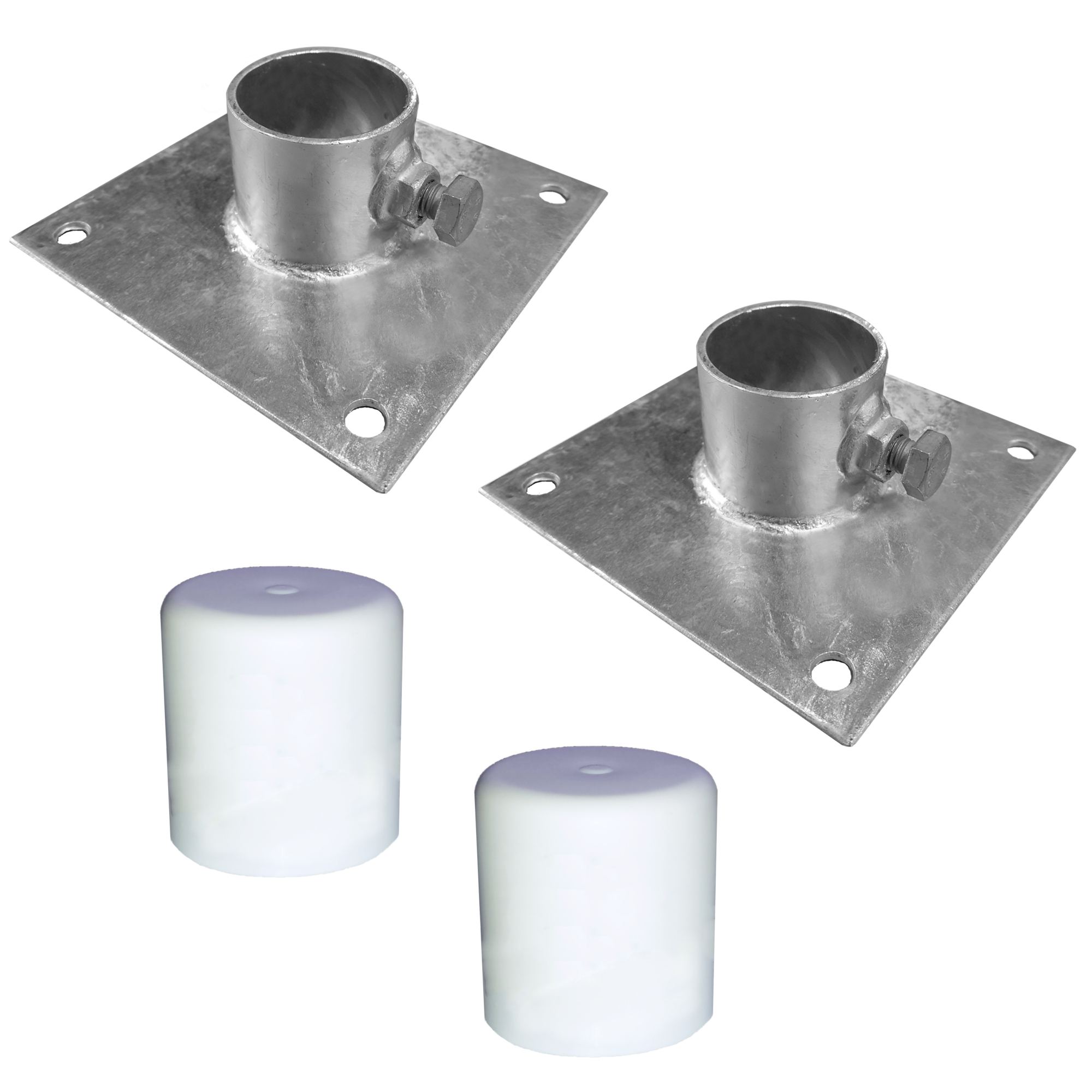 Multinautic, Pair Of Galvanized Steel Base Plates w/PVC Caps, Length 6 in, Width 6 in, Model# 19173
